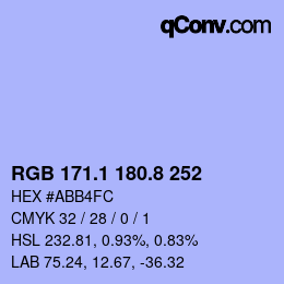 Color code: RGB 171.1 180.8 252 | qconv.com