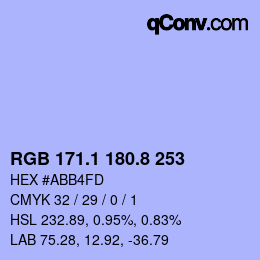 Color code: RGB 171.1 180.8 253 | qconv.com