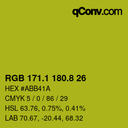 カラーコード: RGB 171.1 180.8 26 | qconv.com