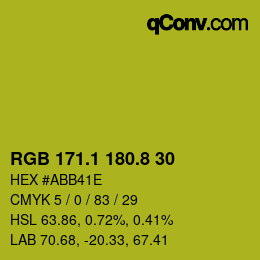 カラーコード: RGB 171.1 180.8 30 | qconv.com