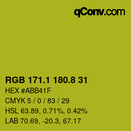 カラーコード: RGB 171.1 180.8 31 | qconv.com
