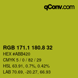 カラーコード: RGB 171.1 180.8 32 | qconv.com