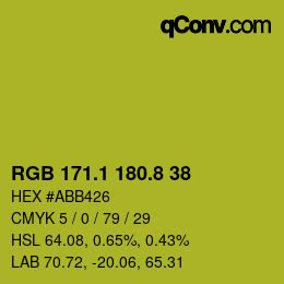 カラーコード: RGB 171.1 180.8 38 | qconv.com