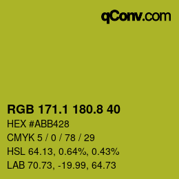 カラーコード: RGB 171.1 180.8 40 | qconv.com