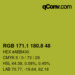 カラーコード: RGB 171.1 180.8 48 | qconv.com