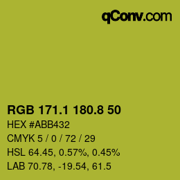 カラーコード: RGB 171.1 180.8 50 | qconv.com
