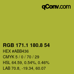 カラーコード: RGB 171.1 180.8 54 | qconv.com