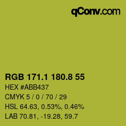 カラーコード: RGB 171.1 180.8 55 | qconv.com