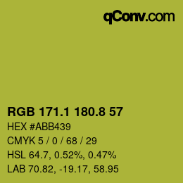 カラーコード: RGB 171.1 180.8 57 | qconv.com