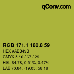カラーコード: RGB 171.1 180.8 59 | qconv.com