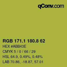 カラーコード: RGB 171.1 180.8 62 | qconv.com