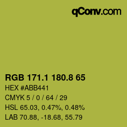カラーコード: RGB 171.1 180.8 65 | qconv.com