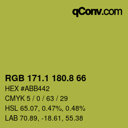 カラーコード: RGB 171.1 180.8 66 | qconv.com