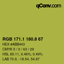 カラーコード: RGB 171.1 180.8 67 | qconv.com