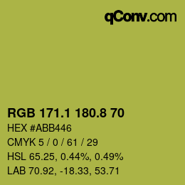 カラーコード: RGB 171.1 180.8 70 | qconv.com