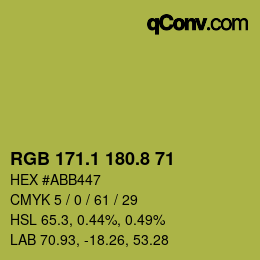 カラーコード: RGB 171.1 180.8 71 | qconv.com