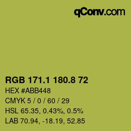 カラーコード: RGB 171.1 180.8 72 | qconv.com