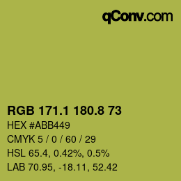 カラーコード: RGB 171.1 180.8 73 | qconv.com