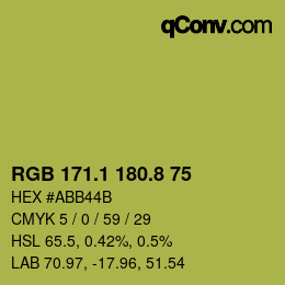 カラーコード: RGB 171.1 180.8 75 | qconv.com