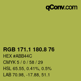 カラーコード: RGB 171.1 180.8 76 | qconv.com