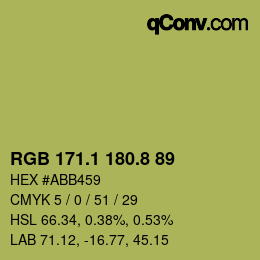 カラーコード: RGB 171.1 180.8 89 | qconv.com