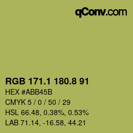 カラーコード: RGB 171.1 180.8 91 | qconv.com