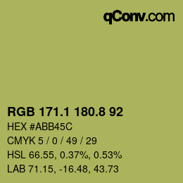 カラーコード: RGB 171.1 180.8 92 | qconv.com