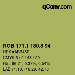 カラーコード: RGB 171.1 180.8 94 | qconv.com