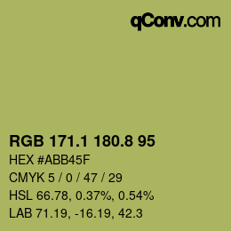 カラーコード: RGB 171.1 180.8 95 | qconv.com