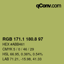 カラーコード: RGB 171.1 180.8 97 | qconv.com