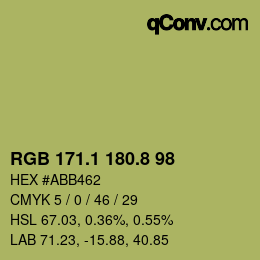 カラーコード: RGB 171.1 180.8 98 | qconv.com
