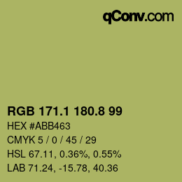 カラーコード: RGB 171.1 180.8 99 | qconv.com