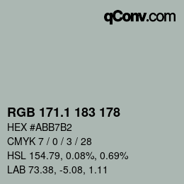 カラーコード: RGB 171.1 183 178 | qconv.com
