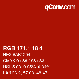 カラーコード: RGB 171.1 18 4 | qconv.com