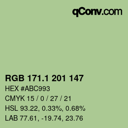 カラーコード: RGB 171.1 201 147 | qconv.com