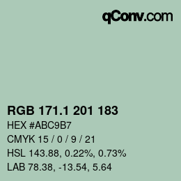 カラーコード: RGB 171.1 201 183 | qconv.com