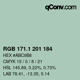 カラーコード: RGB 171.1 201 184 | qconv.com