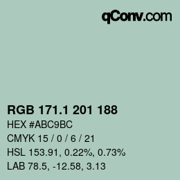 Farbcode: RGB 171.1 201 188 | qconv.com