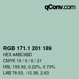 カラーコード: RGB 171.1 201 189 | qconv.com
