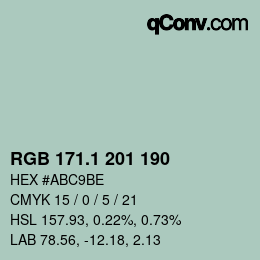 カラーコード: RGB 171.1 201 190 | qconv.com
