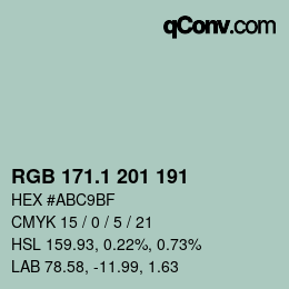 カラーコード: RGB 171.1 201 191 | qconv.com