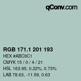 Color code: RGB 171.1 201 193 | qconv.com