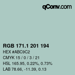 カラーコード: RGB 171.1 201 194 | qconv.com