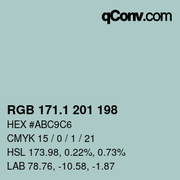 Farbcode: RGB 171.1 201 198 | qconv.com