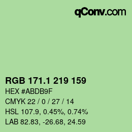 カラーコード: RGB 171.1 219 159 | qconv.com