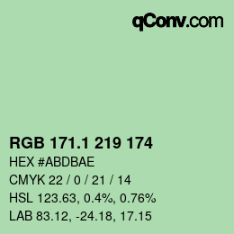 カラーコード: RGB 171.1 219 174 | qconv.com