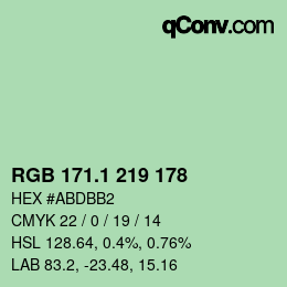 カラーコード: RGB 171.1 219 178 | qconv.com