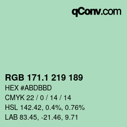 カラーコード: RGB 171.1 219 189 | qconv.com