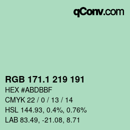 カラーコード: RGB 171.1 219 191 | qconv.com