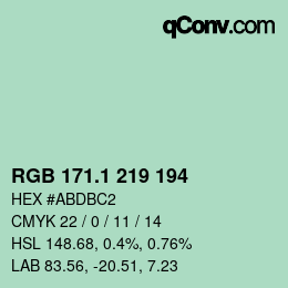 カラーコード: RGB 171.1 219 194 | qconv.com